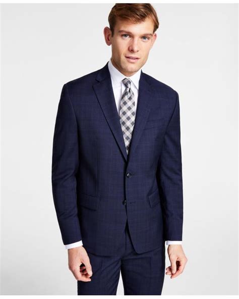 michael kors blue large square plaid suit|Michael Kors Plaid Wool Blend Suit on SALE .